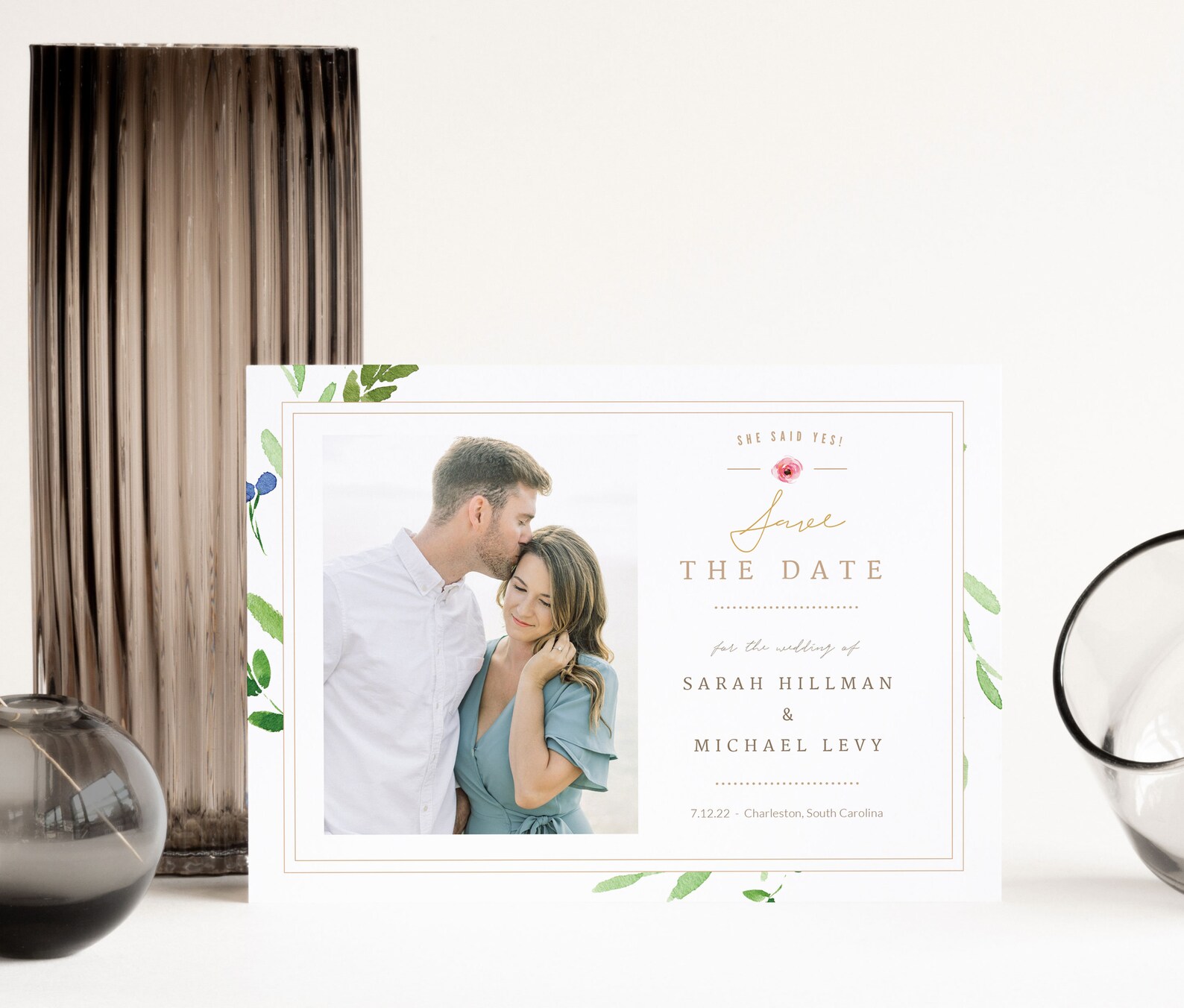 Save the Date Photo Card Template Design PSD Wedding - Etsy