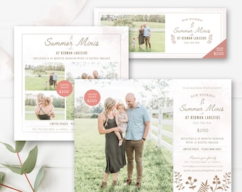 Summer Mini Session Marketing Bundle, Photographer Marketing Set, Facebook Timeline & Instagram Templates, Instant Download