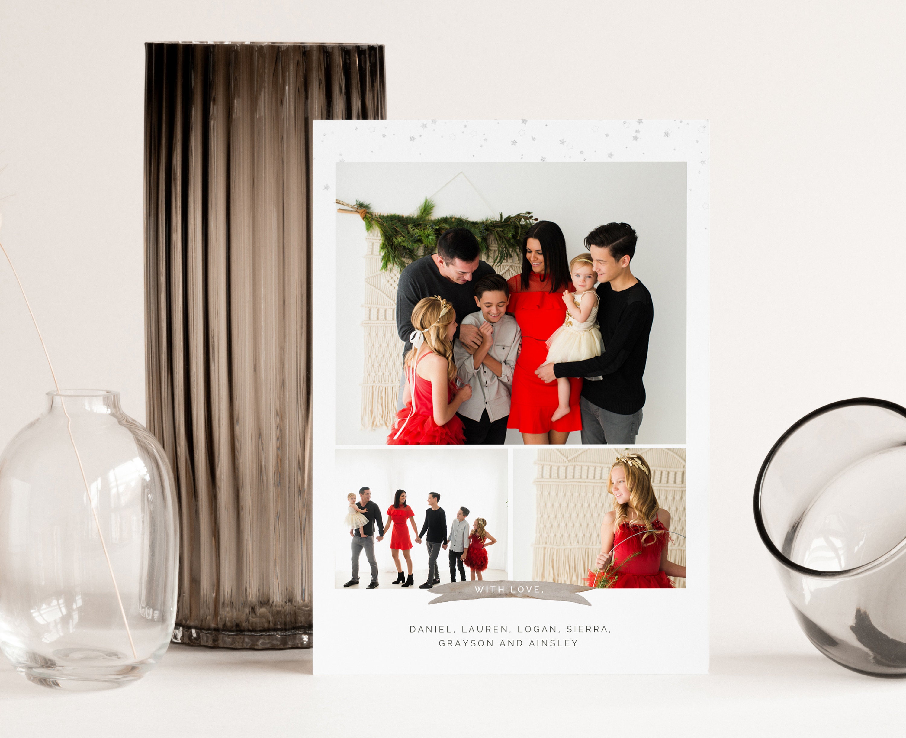 Christmas Card Template, Watercolor Merry Christmas Photo Card Template ...