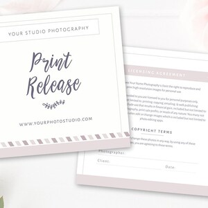 Photography Print Release Template, Photographer Form Template, Image Usage Release, Print Release Form, Photoshop Template