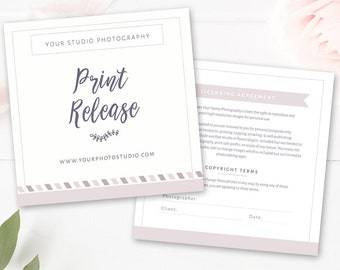 Photography Print Release Template, Photographer Form Template, Image Usage Release, Print Release Form, Photoshop Template