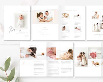 de Magazine de photographie | modèle Canvas, modèle Photoshop | Guide d'accueil des nouveau-nés pour les photographes | 12 pages