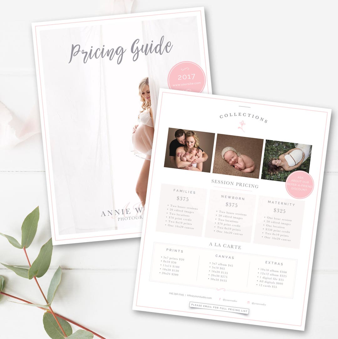Photography Price List Template Photographer Pricing Guide Photo Sell