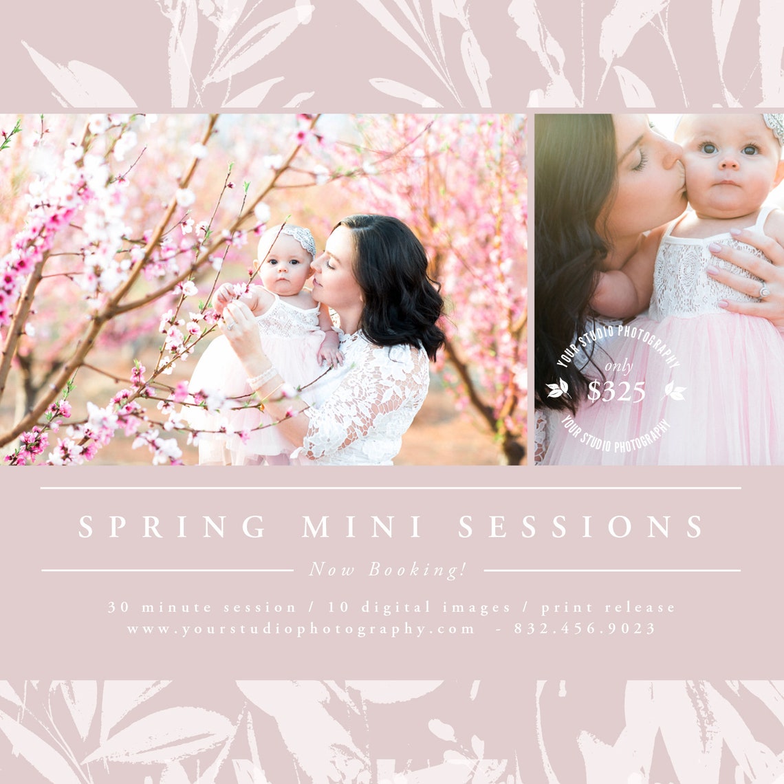 Spring Mini Session Template for Photographers — Editable 5x5 Marketing ...