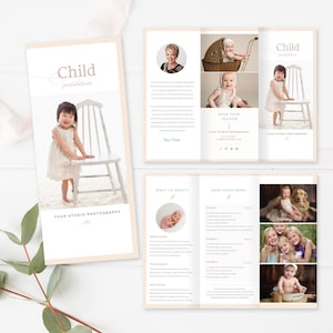Children Trifold Brochure Flyer, Photography Guide, Photographer Template, Sell Sheet - INSTANT DOWNLOAD