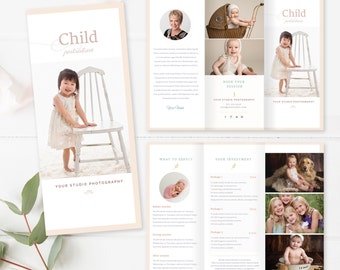 Children Trifold Brochure Flyer, Photography Guide, Photographer Template, Sell Sheet - INSTANT DOWNLOAD