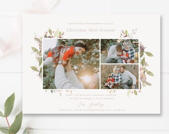 5x7 Christmas Mini Session Marketing Board, Christmas Photo Sessions Template, Holiday Minis, Photoshop Template -INSTANT DOWNLOAD!