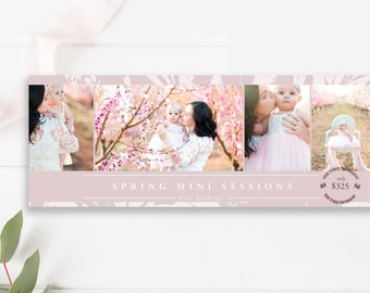 Elegant Spring Mini Sessions Facebook Cover Banner, Facebook Cover Template for Photographers, Photoshop Template, INSTANT DOWNLOAD!
