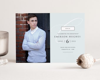 Graduation Announcement Template, Class of 2023, College Senior Graduation Card Template, Senior Photo Card, PS + Canva, INSTANT DOWNLOAD!