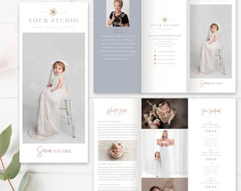 Photography Welcome Guide, 8.5x11 Newborn Trifold Brochure, Maternity Trifold, Baby Marketing, Photoshop Template, INSTANT DOWNLOAD!