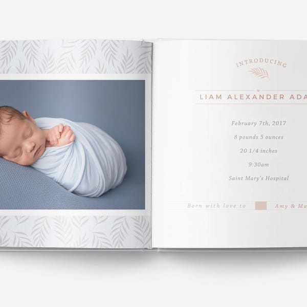 10x10 Baby Album Photoshop Template, Newborn Photo Album for Pro Photographers, INSTANT DOWNLOAD!