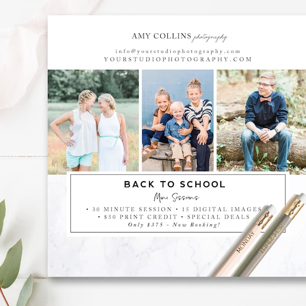 5x5 Back to School Mini Session Template, Back-to-School Template, Photography Template, Photoshop Template, INSTANT DOWNLOAD!