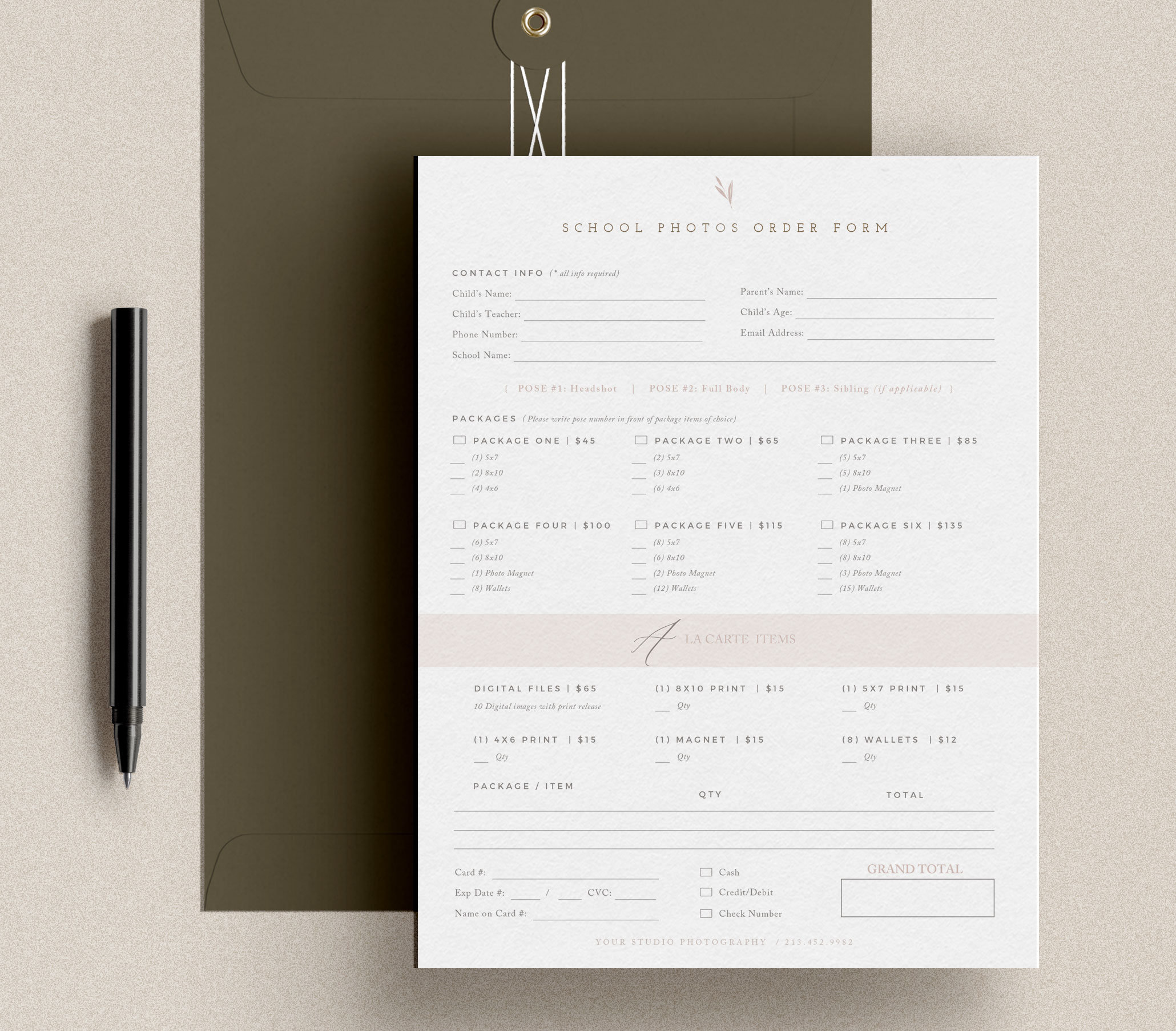 School Portrait Order Form Png Etsy