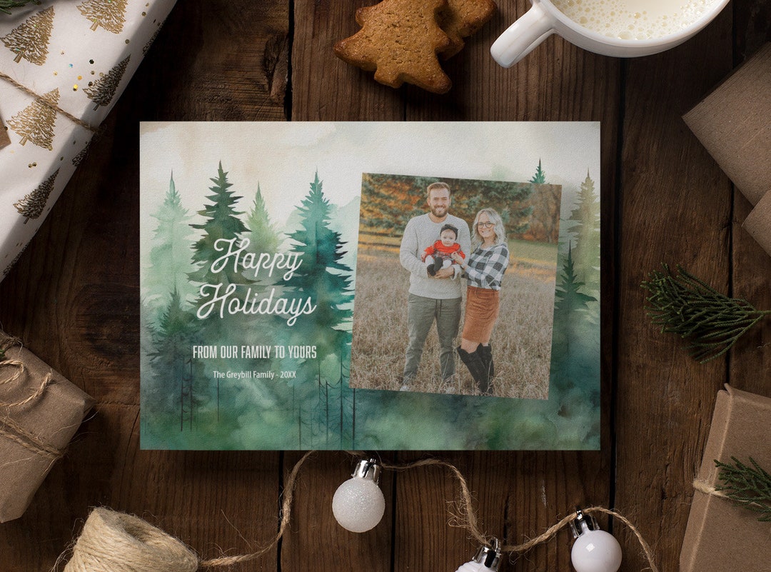 Nature Theme Greeting Card, Nature Christmas Card, Christmas