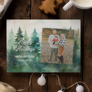 Natur Thema Grußkarte, Natur Weihnachtskarte, Photoshop Weihnachtskarte, Weihnachtsfotokarte, Urlaub Foto Vorlage, Rustikales Waldland