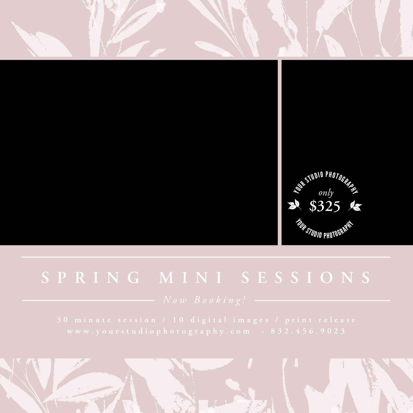 Spring Mini Session Template for Photographers — Editable 5x5 Marketing ...