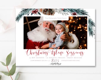 Christmas Mini Session Template, Santa Sessions Template, Holiday Marketing Board, Photoshop Template, INSTANT DOWNLOAD!
