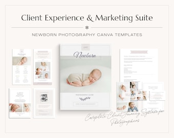 Client Experience & Marketing Suite | Newborn Photography Canva Templates | Photography Marketing Bundle | Client Onboarding System