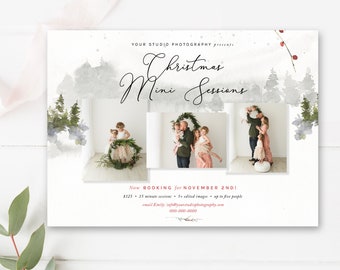 5x7 Christmas Mini Session Marketing Board, Christmas Minis Template, Photography Marketing, Photoshop Template, Canva, INSTANT DOWNLOAD!