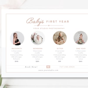 Baby&#39;s First Year Photo Package, Baby Milestone Photography Package, Maternity, Photoshop Templates for Photographers, INSTANT DOWNLOAD!