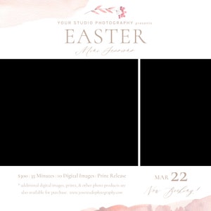 5x5 Easter Mini Session Template, Easter Minis Instagram Template, for Photographers, Photoshop File, INSTANT DOWNLOAD image 3