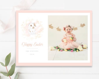 Easter Photo Card Template, Happy Easter Card, Photoshop Templates for Photographers, INSTANT DOWNLOAD!