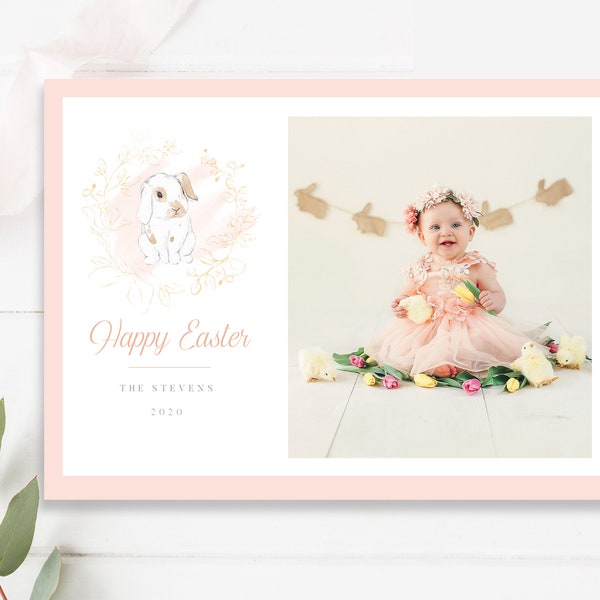 Easter Photo Card Template, Happy Easter Card, Photoshop Templates for Photographers, INSTANT DOWNLOAD!