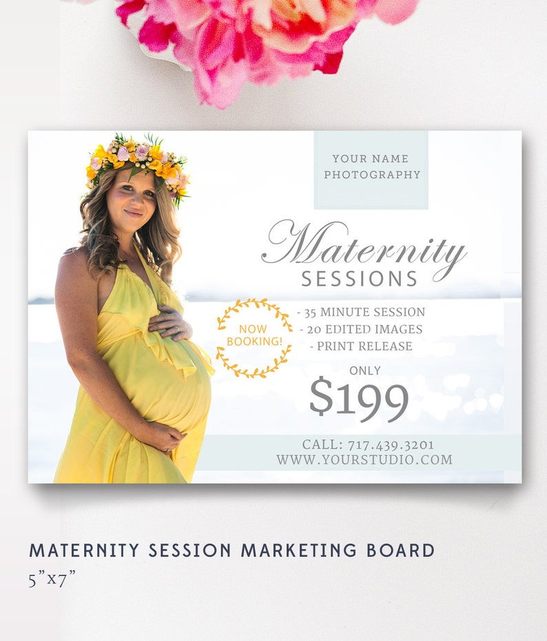 Maternity Session Marketing Board, Mini Sessions, Baby Marketing, Photographer Marketing Template, Photoshop Template INSTANT DOWNLOAD image 1