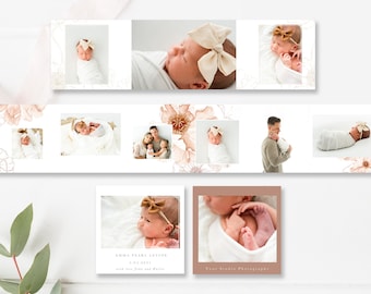 Mini Akkordeon Buch Vorlage, 3x3 Mini Akkordeon Album Vorlage, Mini Album Vorlagen, Fotoalbum, Poppies Baby Album, Photoshop Vorlage