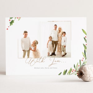 Greenery Christmas Photo Card Template, Merry Christmas Card, Canva Holiday Cards, Photoshop Template, Edit in Canva INSTANT DOWNLOAD image 3