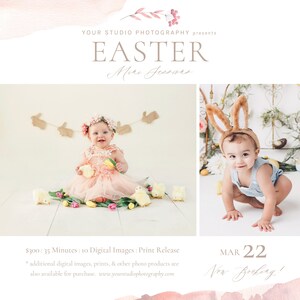 5x5 Easter Mini Session Template, Easter Minis Instagram Template, for Photographers, Photoshop File, INSTANT DOWNLOAD image 2