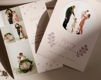 Holiday Card Template, Christmas Card Photoshop PSD, Photography Photo Card, INSTANT DOWNLOAD!