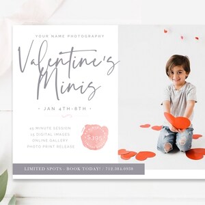 Valentine&#39;s Mini Session Template, Valentine Photography, Valentine&#39;s Minis Promo, Marketing Board, Photoshop Template - INSTANT DOWNLOAD!