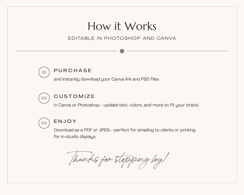 Luxe Fotografie Pricing Guide Canva Vorlage | Photoshop | Fotografie Pakete & Preisliste | KOSTENLOSE 7x5-Version enthalten | Sofort Download Bild 6