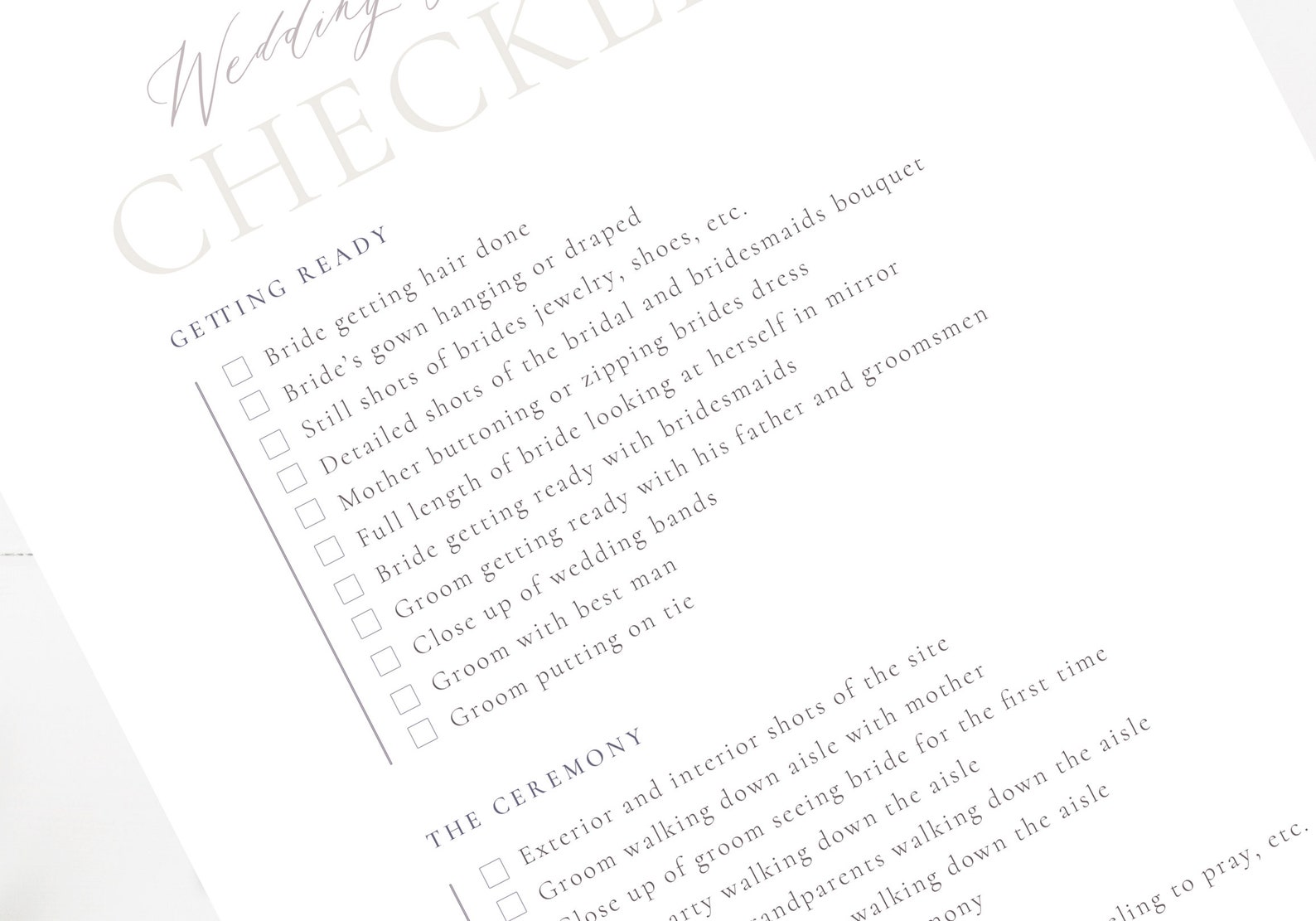 Wedding Photography Checklist Photographer Forms Etsy