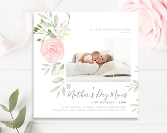 Mother's Day Mini Session Template, Mommy and Me Minis, Marketing Template, Photoshop and Canva, for Photographers, INSTANT DOWNLOAD!