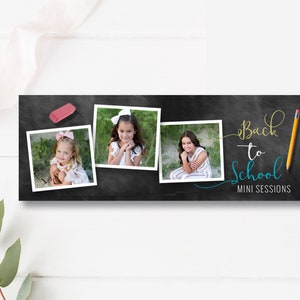 Back to School Mini Session Facebook Cover Template, Chalkboard Facebook Banner Design, Photoshop Template, INSTANT DOWNLOAD!