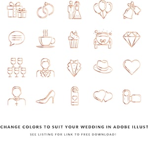 Wedding Icons, Wedding Symbols in Vector format, Wedding Invitation Graphics, EPS, Illustrator Template, INSTANT DOWNLOAD image 4