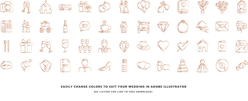 Wedding Icons, Wedding Symbols in Vector format, Wedding Invitation Graphics, EPS, Illustrator Template, INSTANT DOWNLOAD image 4