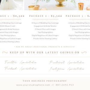 Photographer Pricing Guide Template, Canva Pricing Guide, Wedding