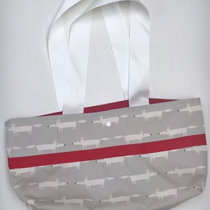 Handmade Grey & Red Foxy Shoulder Bag