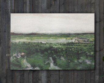 Vintage landscape painting (CANVAS), Vintage wall art, Antique painting print