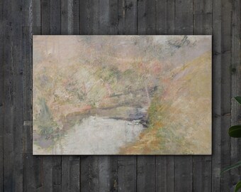 Spring Landscape Painting (CANVAS) | Vintage Art | Country Farmhouse | Floral Painting