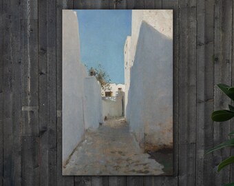 Greece painting (CANVAS) | Vintage Mediterranean painting | Coastal Wall Art