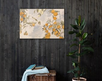 Vintage Fruit (CANVAS) | Farmhouse Painting | Orange Lemon Wall Art