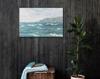 Cliffs of Moher painting (CANVAS) | Vintage Ireland painting | Ireland Wall Art | Ocean oil painting