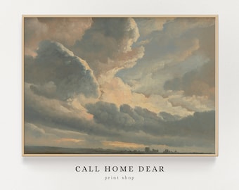Vintage Cloud Painting | Antique Art | Nursery Prints | Shipped Prints | ART PRINT | Cloud Study