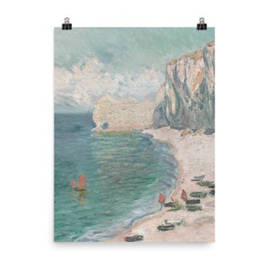 Ocean cliff painting (PRINT), FREE SHIPPING, Bedroom wall art, Office wall art, Coastal wall art, Vintage wall art
