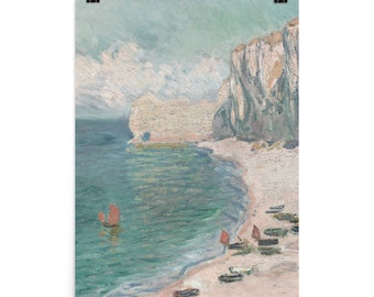 Ocean cliff painting (PRINT), FREE SHIPPING, Bedroom wall art, Office wall art, Coastal wall art, Vintage wall art