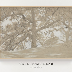 Landscape Sketch of Tree | Vintage Etching | Trees Drawing | Digital PRINTABLE | S02-02